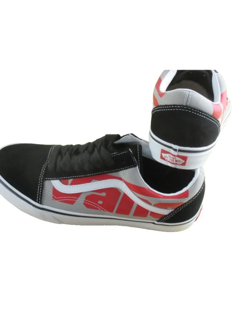 Vans Mens Old Skool Jumbo VANS Logo Black White Red Canvas Suede shoes Size 11.5